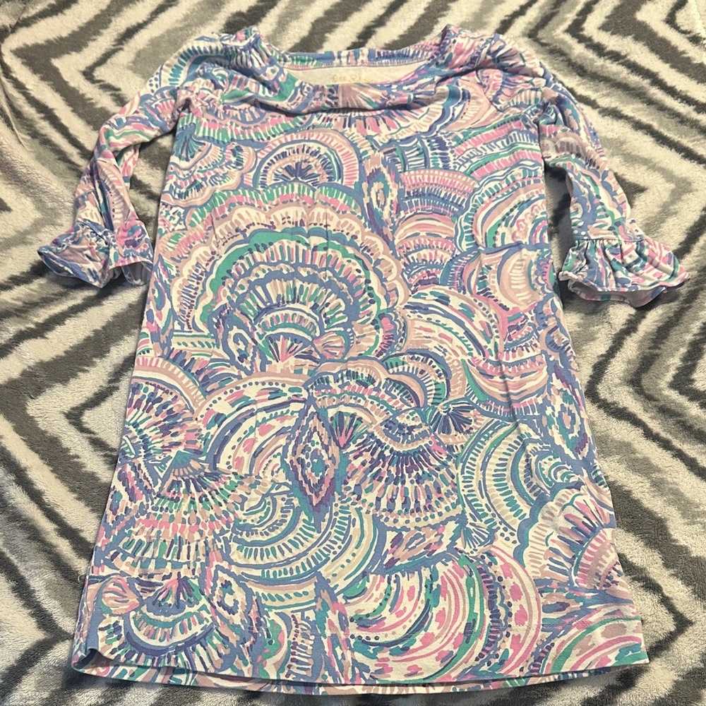 Lilly Pulitzer Kids Pastel Swirl Long Sleeve Dress